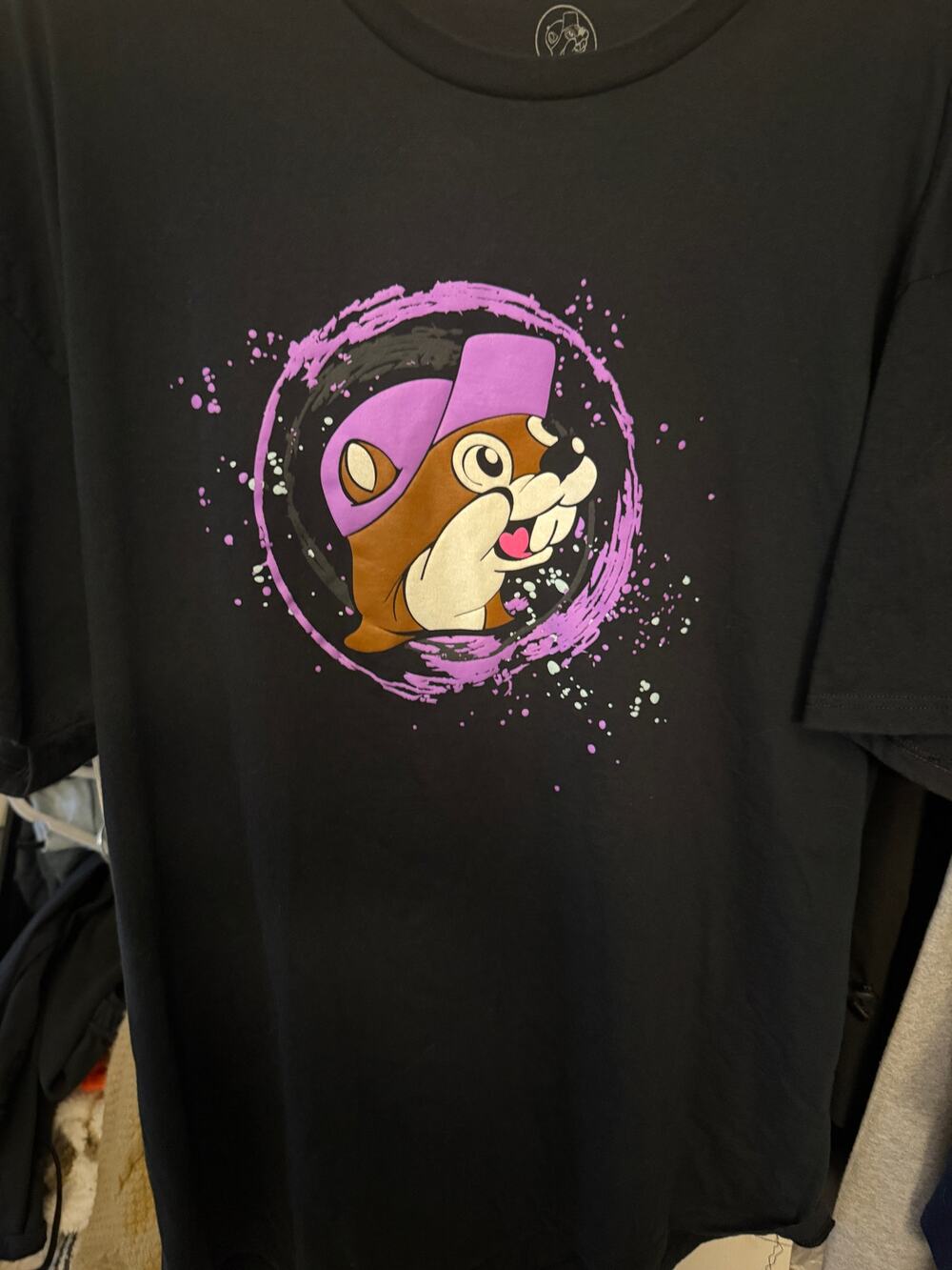 Buc-ee's DJ Beaver Graphic T-Shirt Mens 2XL Black Purple Going Back Tee
